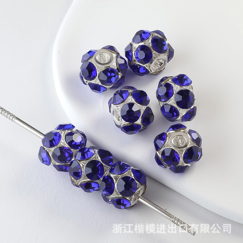 Wholesale 50PCS DIY Alloy Hollow Zircon Diamond Ball Color Rhinestone Hanging Ball